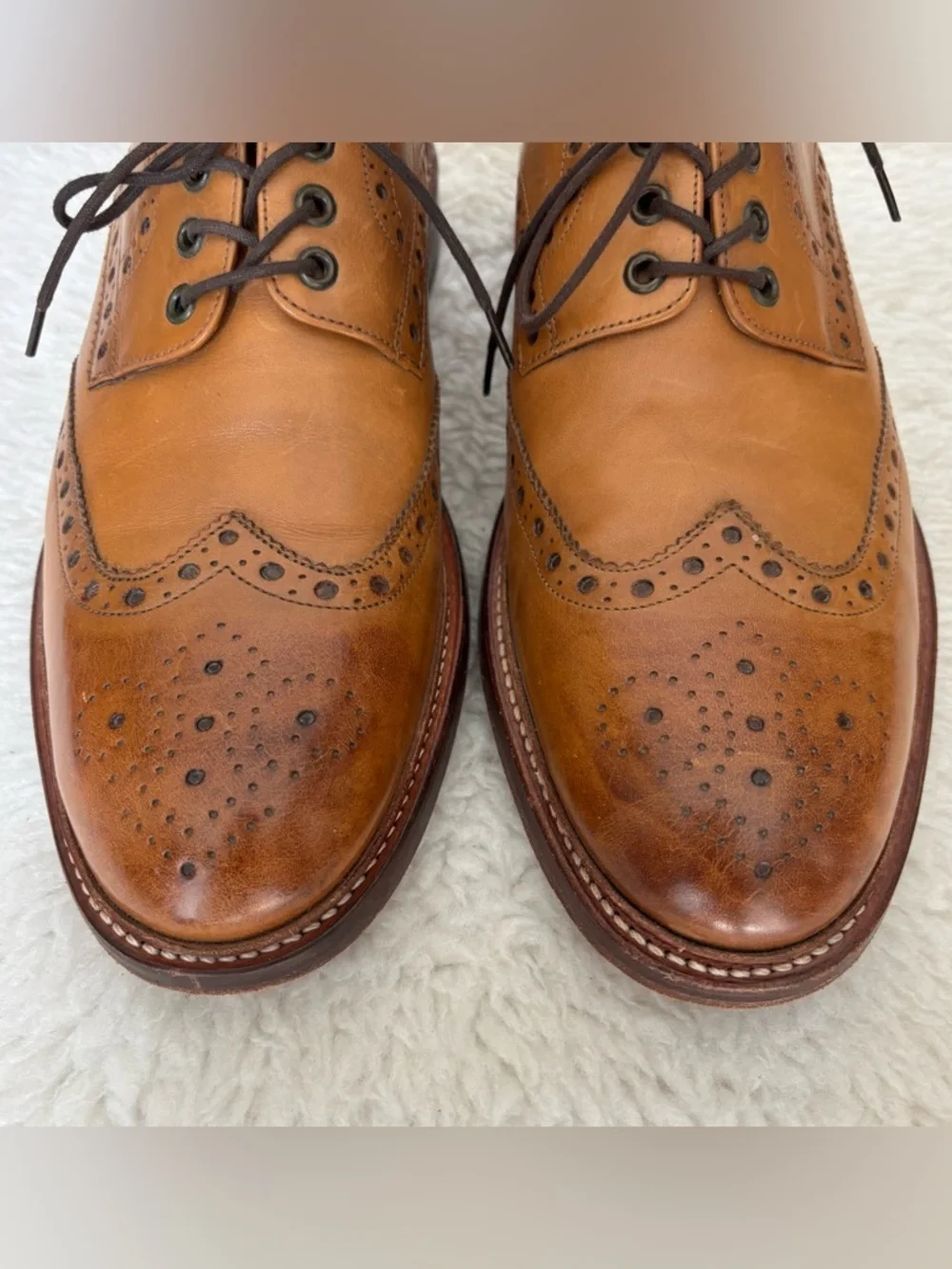 Oliver Sweeney Serpentine Cognac Wingtip Brogue Derby Shoes size 9